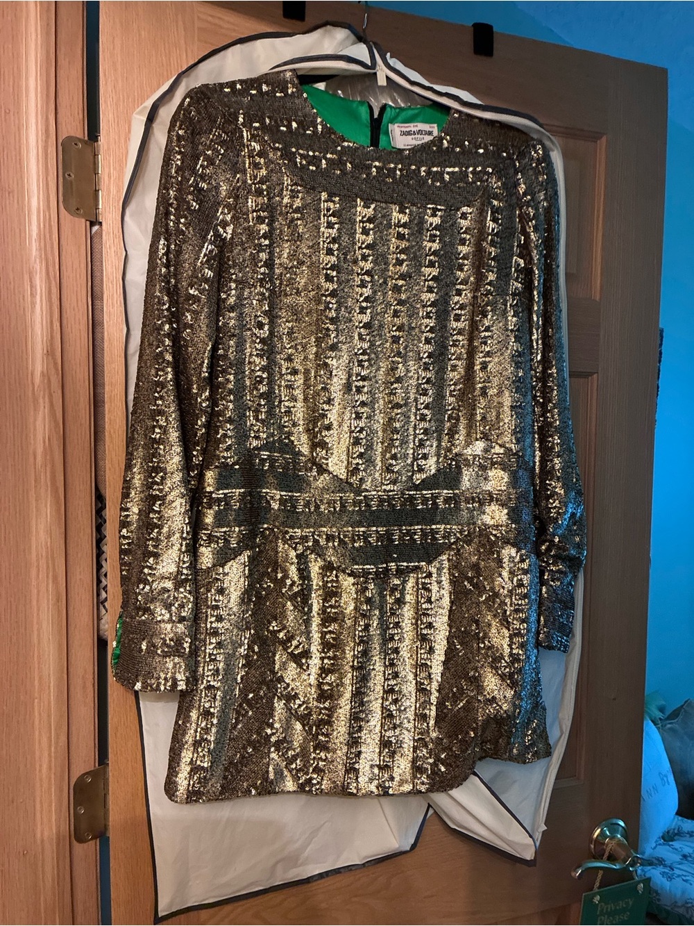 Zadig & Voltaire Metallic Gold Sequin Mini Dress